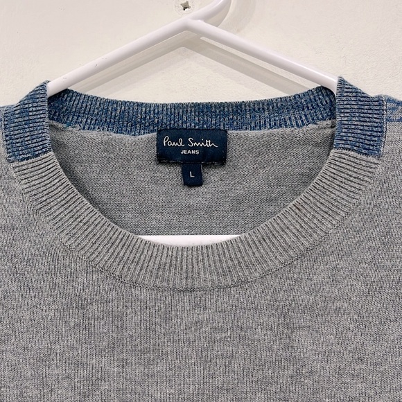 Paul Smith Jeans Cotton Crewneck in Heathered Grey Blue Details size Large - Picture 3 of 14